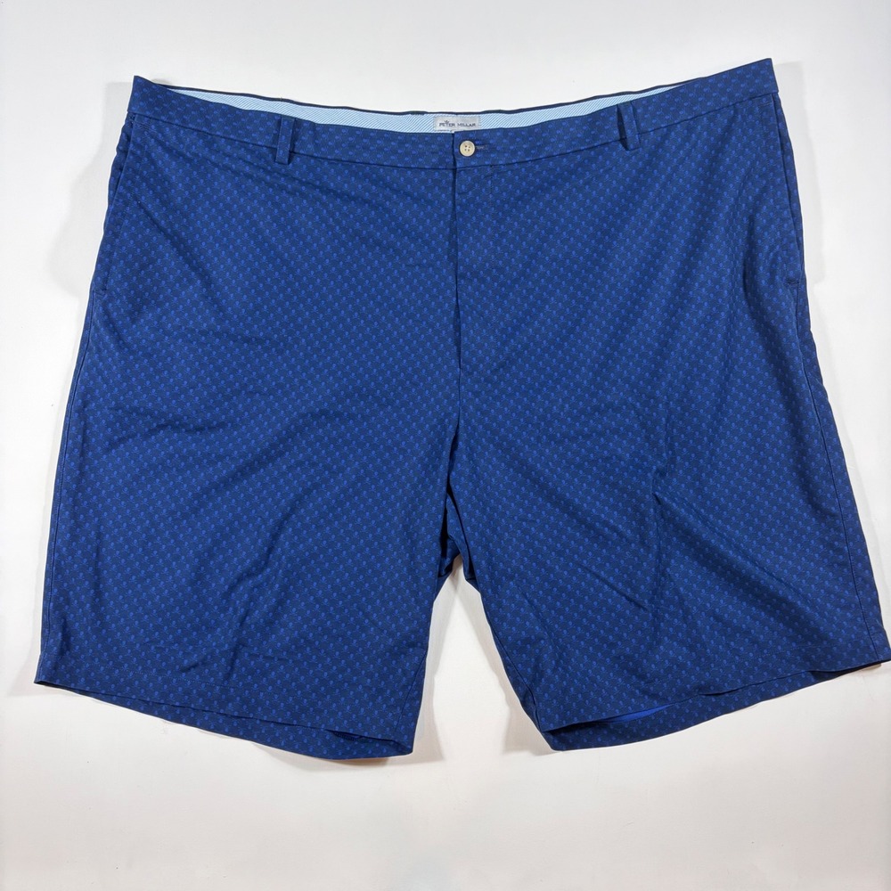 Peter Millar Golf Shorts Mens 52R Skull Crossbones Micro Print Blue AOP Stretch